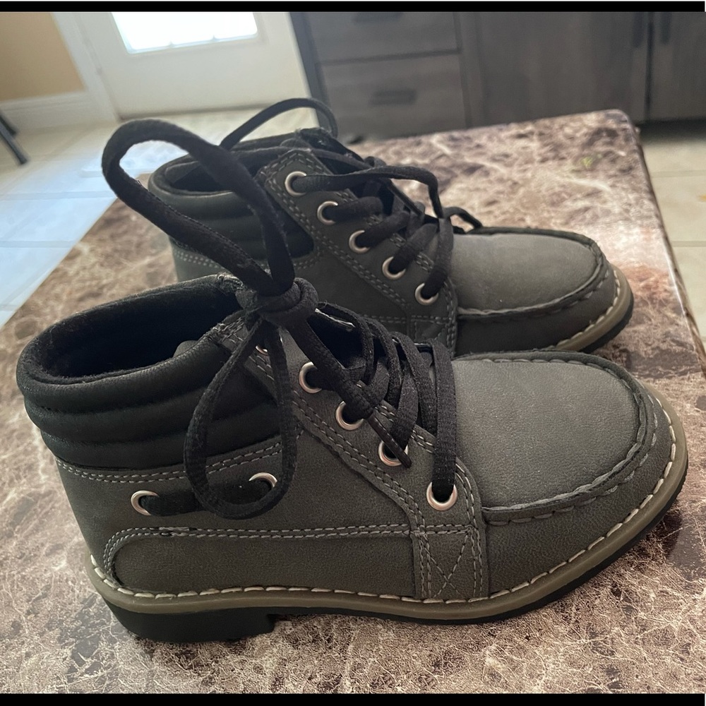 Children place boots